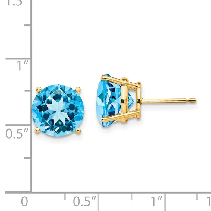 Goldia Earrings 14k Yellow Gold 10mm Blue Topaz Earrings