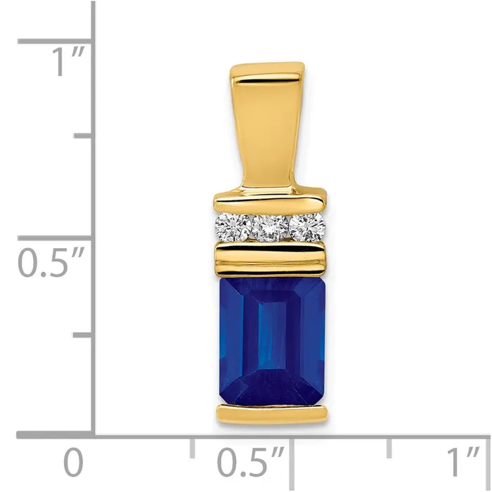 Goldia Earrings 14k Yellow Gold 8x6mm Emerald Cut Sapphire AA Diamond Slide
