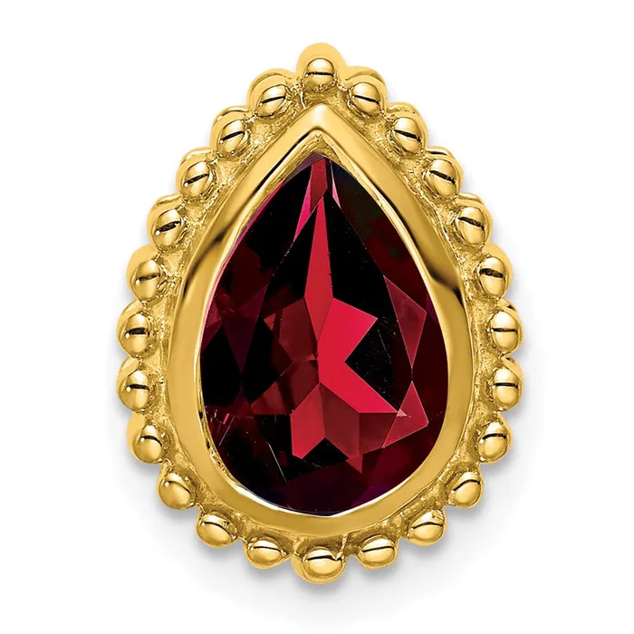 Goldia Earrings 14K Yellow Gold Pear Garnet Chain Slide