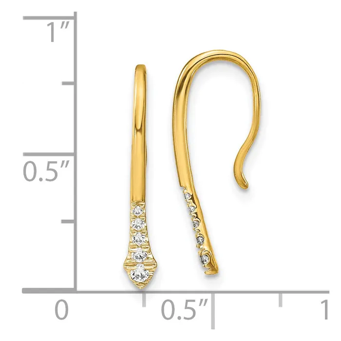 Goldia Earrings 14k Yellow Gold Polished Real Diamond Drop Wire Earrings