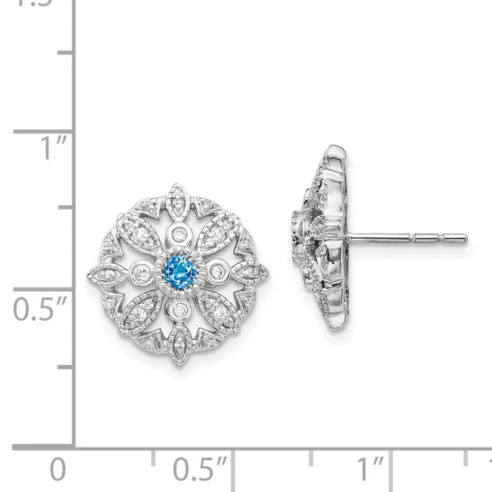 Goldia Earrings Solid 14k White Gold Simulated CZ Blue Topaz Fancy Earrings Goldia Earrings Solid 14k White Gold Simulated CZ Blue Topaz Fancy Earrings