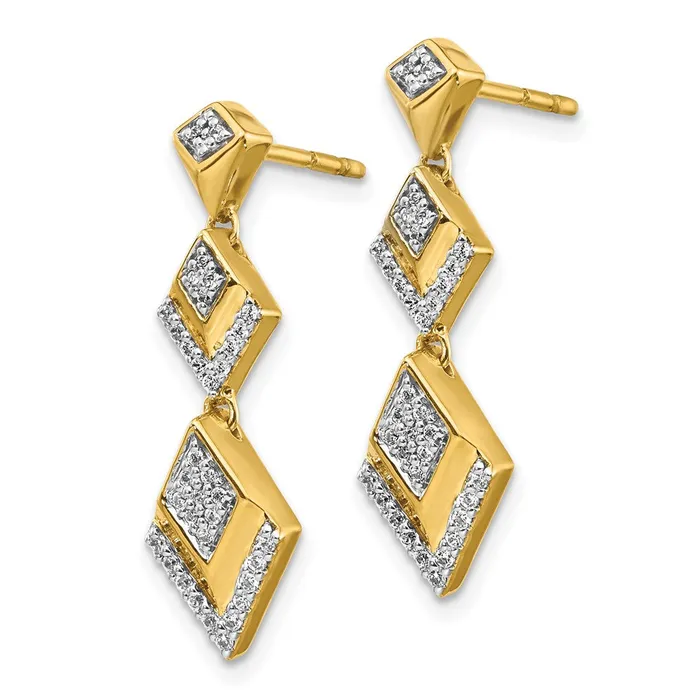 Goldia Earrings Solid 14k Yellow Gold Simulated CZ Fancy Post Dangle Earrings