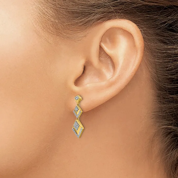 Goldia Earrings Solid 14k Yellow Gold Simulated CZ Fancy Post Dangle Earrings