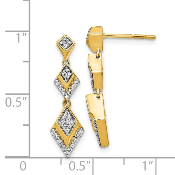 Goldia Earrings Solid 14k Yellow Gold Simulated CZ Fancy Post Dangle Earrings