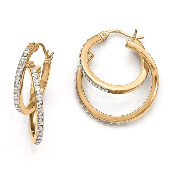 Goldia Earrings Sterling Silver GoldPlated Diamond Mystique Double Hoop Earrings