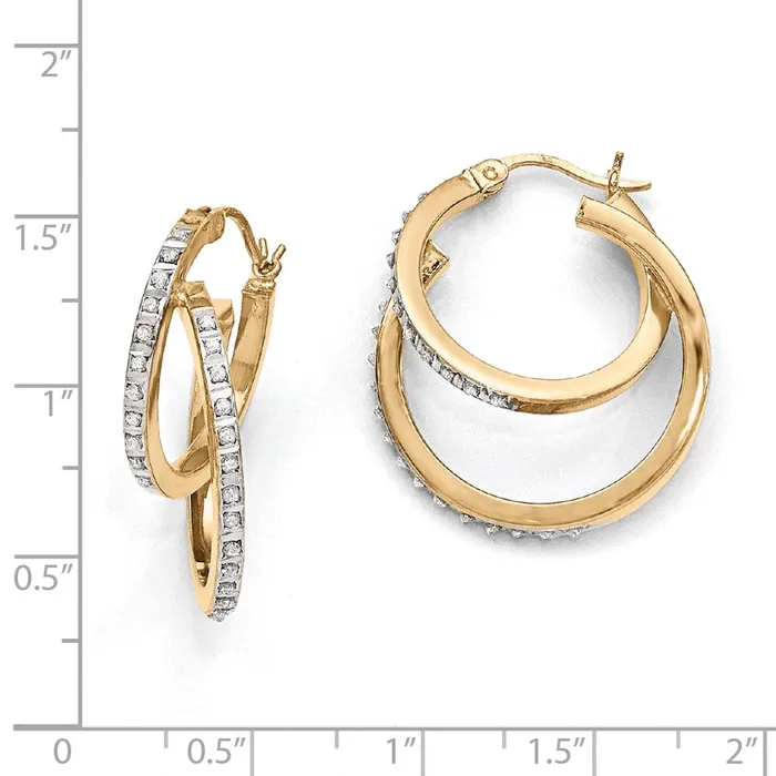 Goldia Earrings Sterling Silver GoldPlated Diamond Mystique Double Hoop Earrings