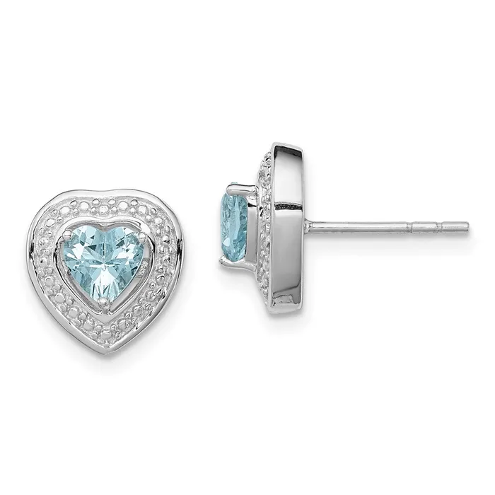 Goldia Earrings Sterling Silver Rhodiumplated Aquamarine Teardrop Heart Post Earrings