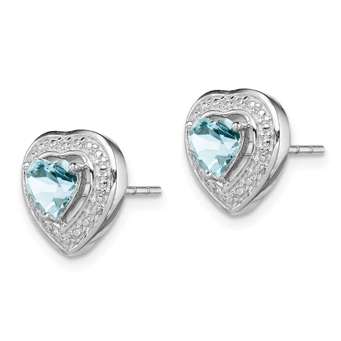 Goldia Earrings Sterling Silver Rhodiumplated Aquamarine Teardrop Heart Post Earrings
