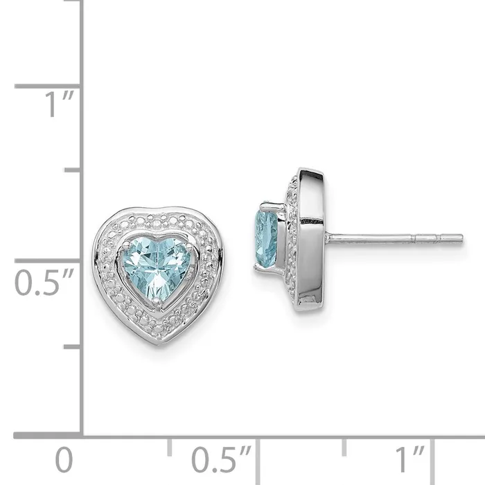 Goldia Earrings Sterling Silver Rhodiumplated Aquamarine Teardrop Heart Post Earrings