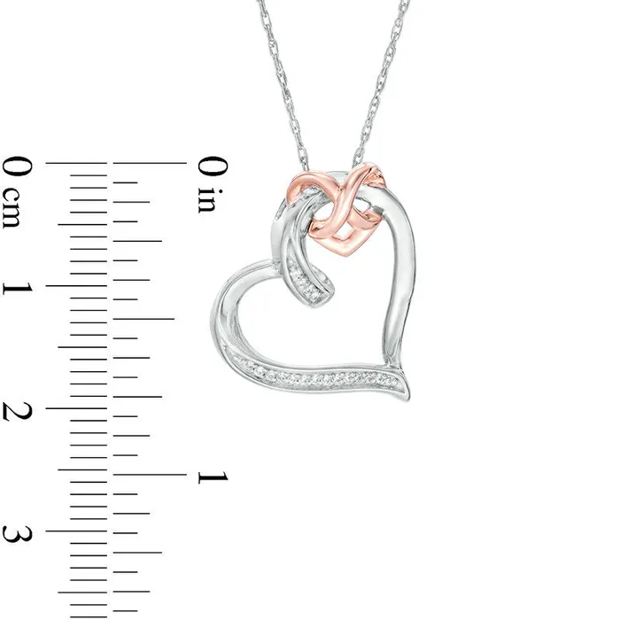 Goldia Necklaces 005 CT TW Natural Diamond Interlocking Infinity Tilted Heart Pendant in Sterling Silver and 10K Rose Gold Goldia Necklaces 005 CT TW Natural Diamond Interlocking Infinity Tilted Heart Pendant in Sterling Silver and 10K Rose Gold
