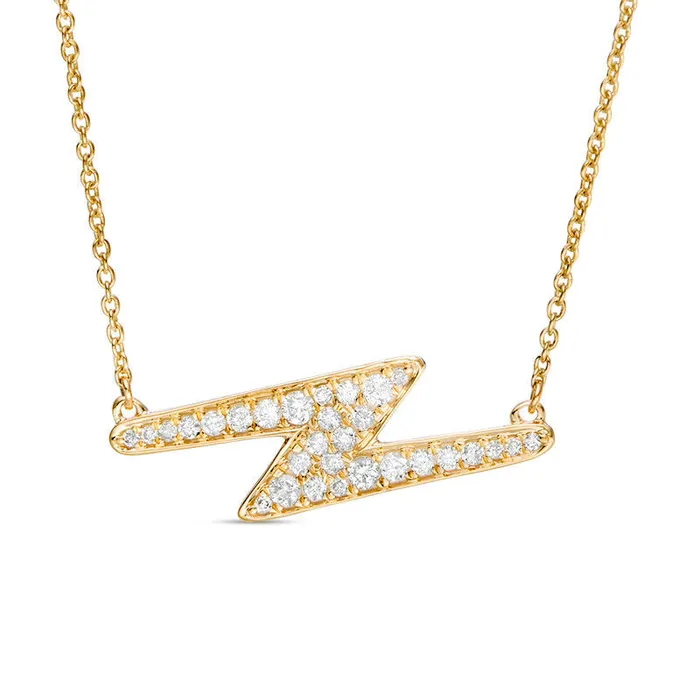 Goldia Necklaces 025 CT TW Natural Diamond Lightning Bolt Necklace in 10K Yellow Gold Goldia Necklaces 025 CT TW Natural Diamond Lightning Bolt Necklace in 10K Yellow Gold