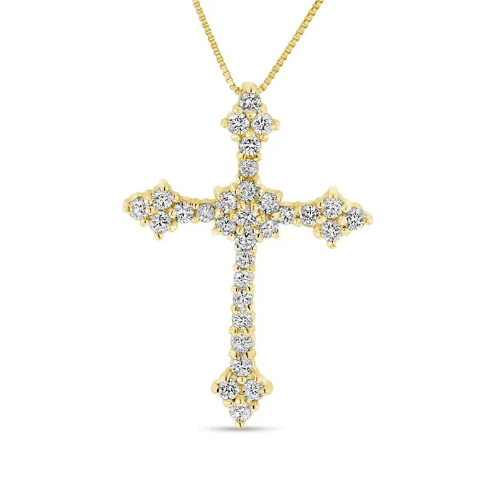 Goldia Necklaces 075 CT TW Composite Natural Diamond Cross Pendant in 14K Gold II1 Goldia Necklaces 075 CT TW Composite Natural Diamond Cross Pendant in 14K Gold II1