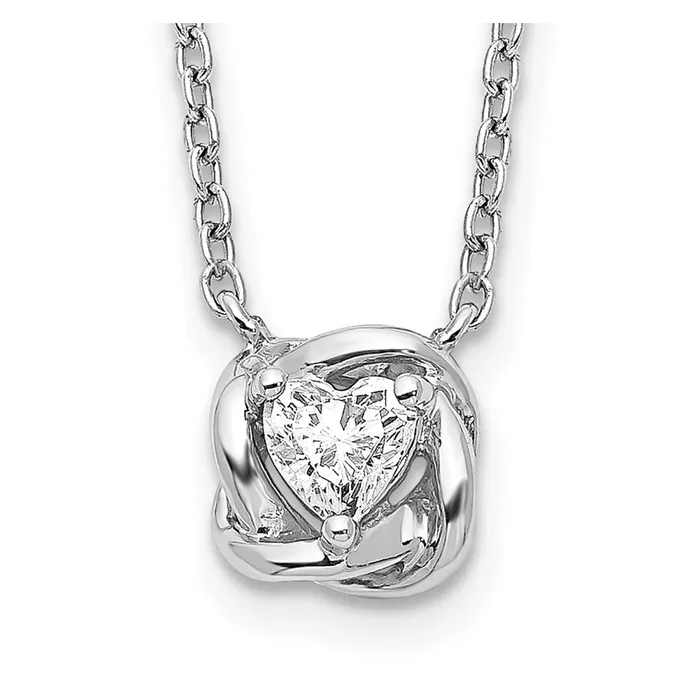 Goldia Necklaces 14k White Gold Heart Shaped Real Diamond Necklace