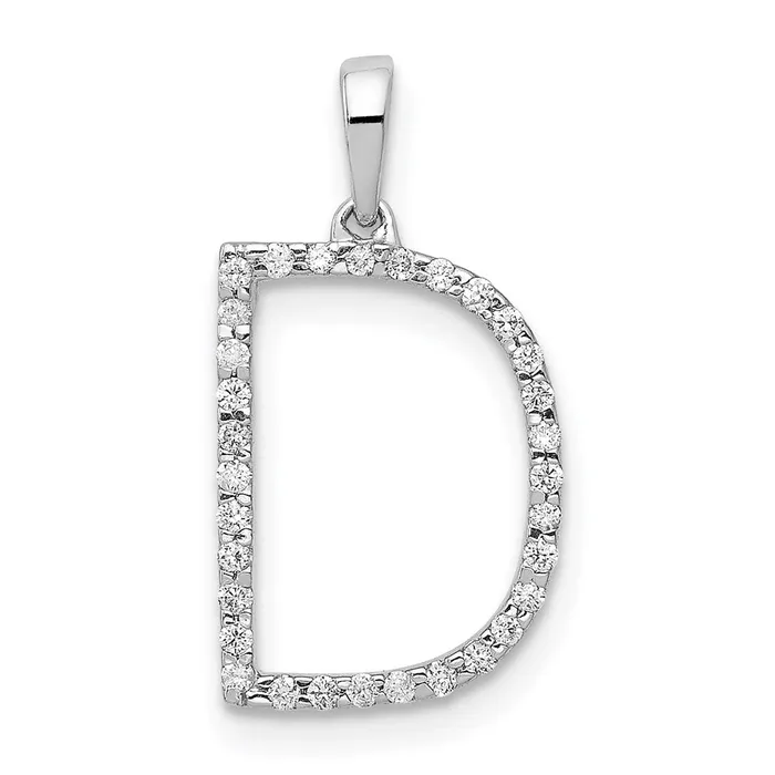 Goldia Necklaces 14K White Gold Real Diamond Letter D Initial Pendant