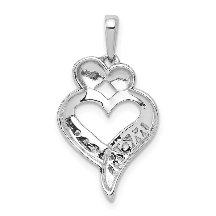 Goldia Necklaces 14k White Gold Real Diamond MOM Heart Pendant