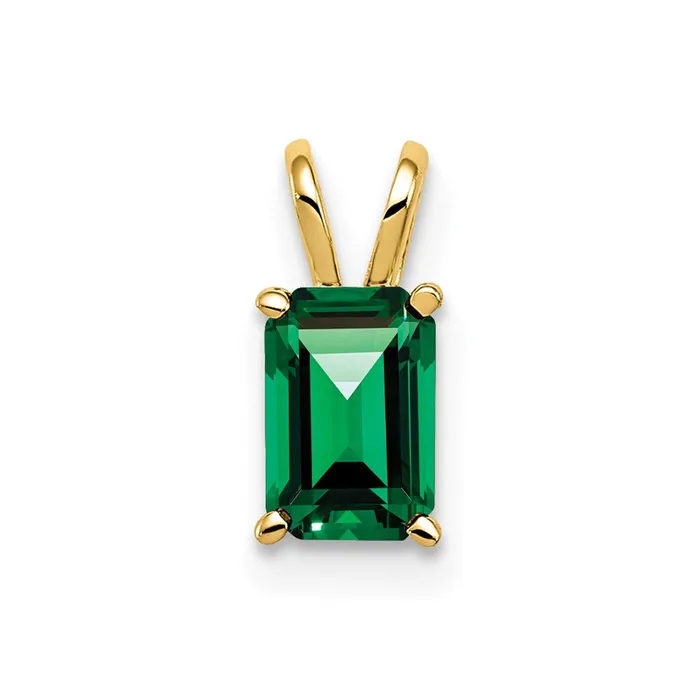 Goldia Necklaces 14K Yellow Gold 6x4mm Emerald Cut Mount St Helens pendant