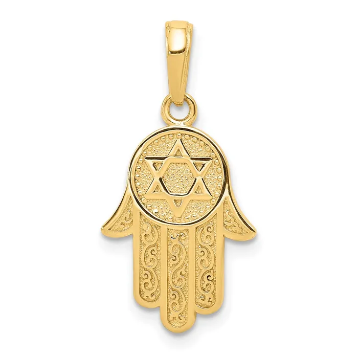 Goldia Necklaces 14k Yellow Gold Jewish Hand of God wStar of David Pendant