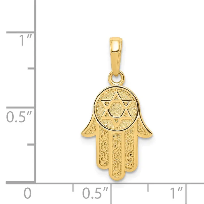 Goldia Necklaces 14k Yellow Gold Jewish Hand of God wStar of David Pendant