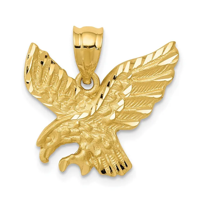 Goldia Necklaces 14k Yellow Gold Satin Diamondcut Eagle Pendant