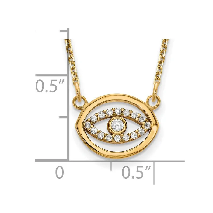 Goldia Necklaces 14K Yellow Gold Small Real Diamond Gold Halo Evil Eye Necklace