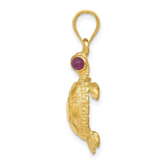 Goldia Necklaces 14k Yellow Gold Turtle with Ruby Eyes Pendant