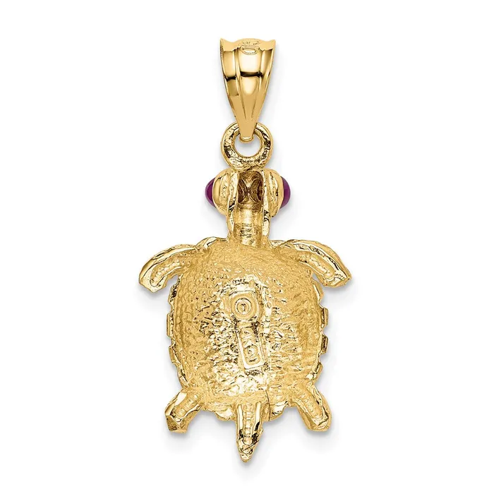 Goldia Necklaces 14k Yellow Gold Turtle with Ruby Eyes Pendant