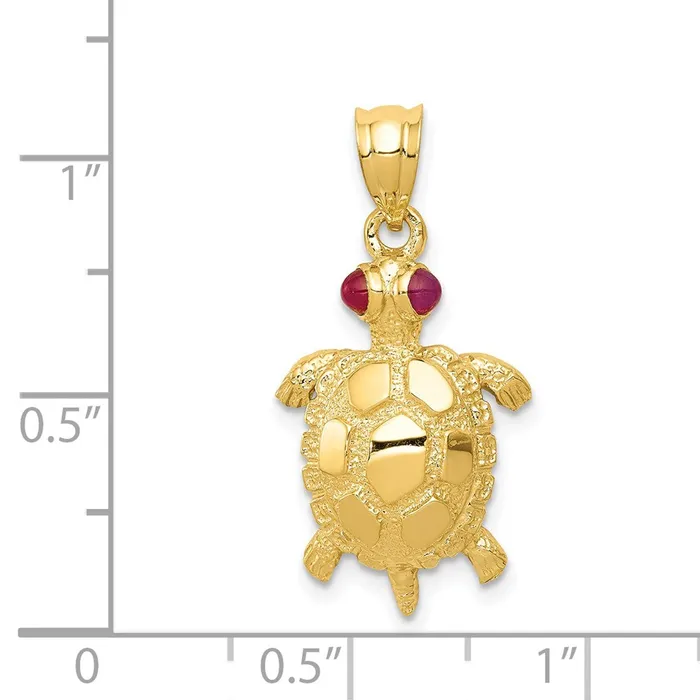 Goldia Necklaces 14k Yellow Gold Turtle with Ruby Eyes Pendant
