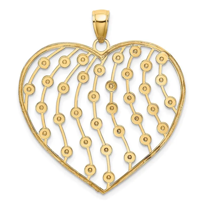 Goldia Necklaces 14k Yellow Rhodium Gold with White Rhodium Diamondcut Large Heart Pendant