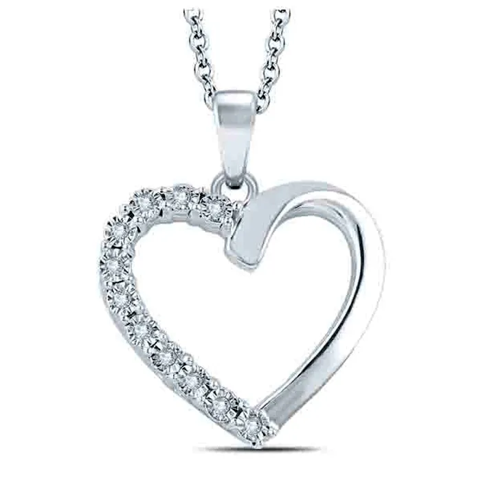 Goldia Necklaces Natural Diamond Accent Miracle Heart Pendant in Sterling Silver