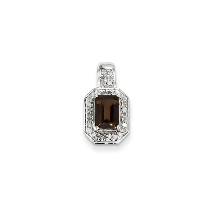 Goldia Necklaces Sterling Silver Diamond u0026 Smoky Quartz Pendant