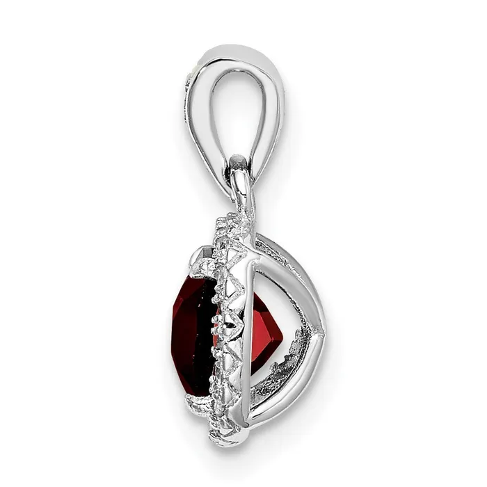 Goldia Necklaces Sterling Silver Rhodplate 105GarnetCreat White Sapphire Pendant