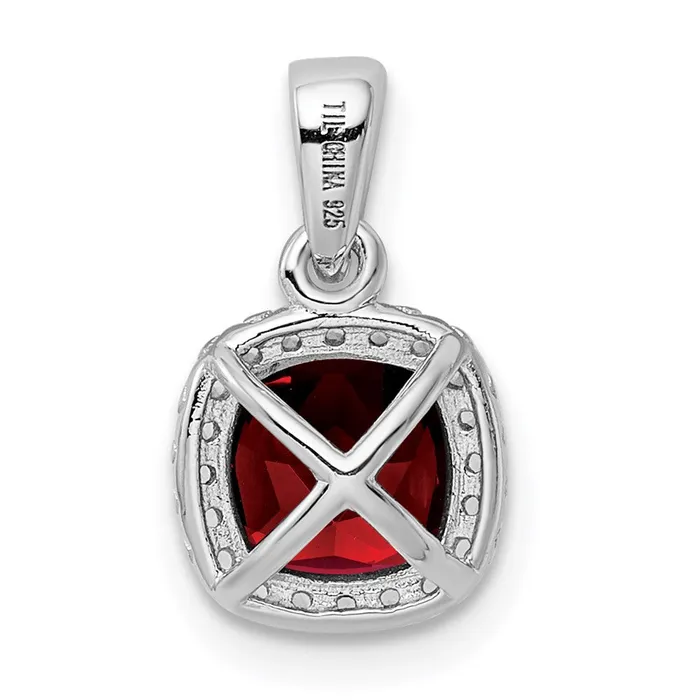 Goldia Necklaces Sterling Silver Rhodplate 105GarnetCreat White Sapphire Pendant