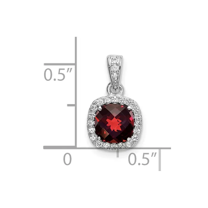 Goldia Necklaces Sterling Silver Rhodplate 105GarnetCreat White Sapphire Pendant