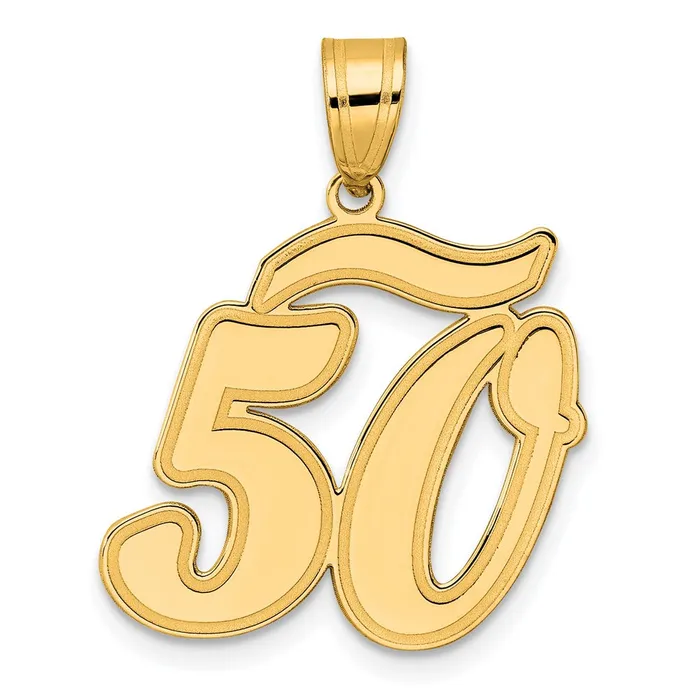 Goldia PreStyled Sets 14k Yellow Gold Brushed Border Script Number 50 Pendant Goldia PreStyled Sets 14k Yellow Gold Brushed Border Script Number 50 Pendant