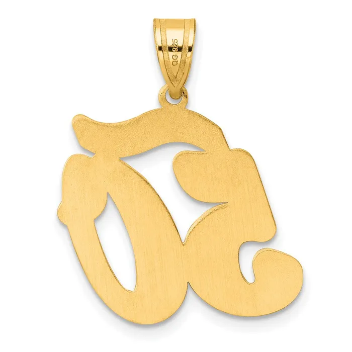 Goldia PreStyled Sets 14k Yellow Gold Brushed Border Script Number 50 Pendant