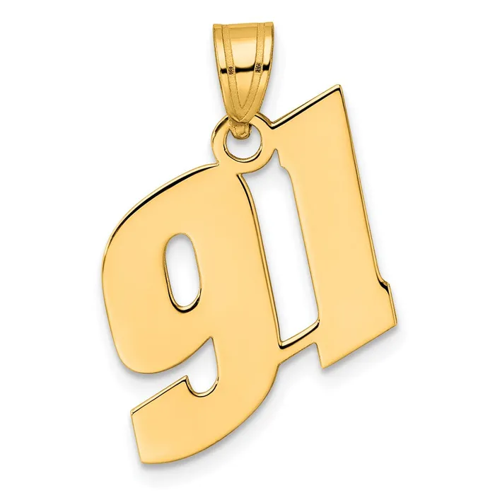 Goldia PreStyled Sets 14k Yellow Gold Polished Block Number 91 Pendant