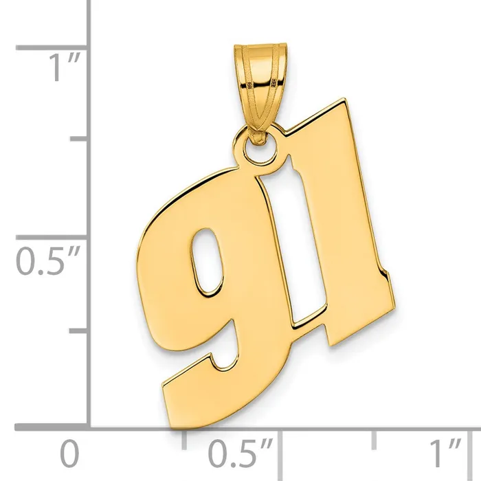 Goldia PreStyled Sets 14k Yellow Gold Polished Block Number 91 Pendant