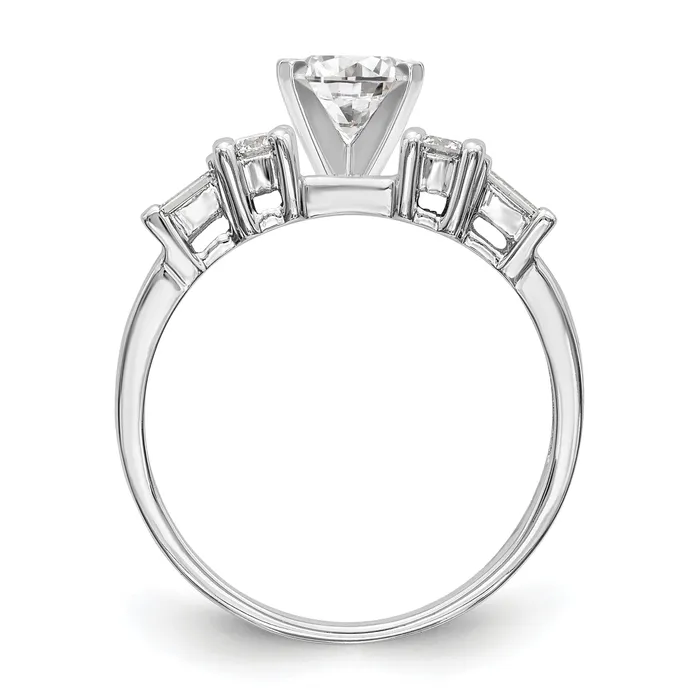 Goldia Rings 018ct CZ Solid Real 14K White Gold 3Stone Peg Set Engagement Ring