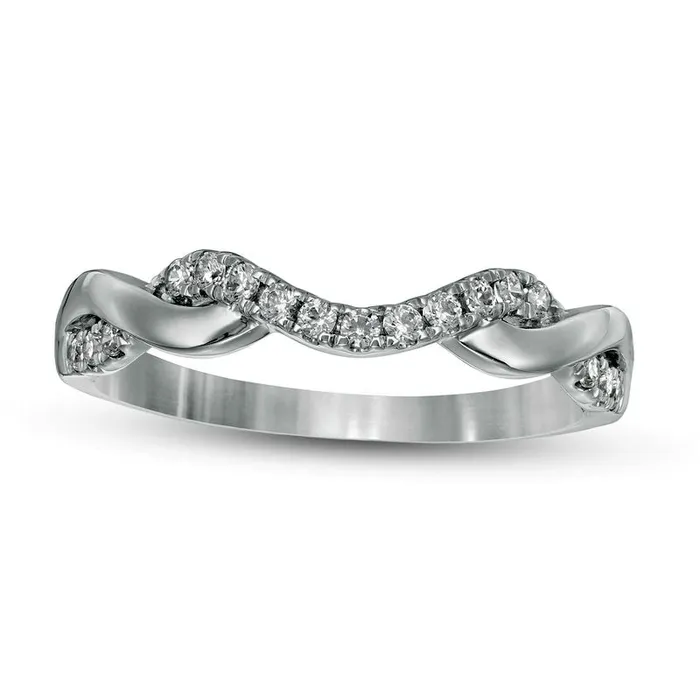 Goldia Rings 020 CT TW Natural Diamond Twist Contour Band in Solid 14K White Gold Goldia Rings 020 CT TW Natural Diamond Twist Contour Band in Solid 14K White Gold