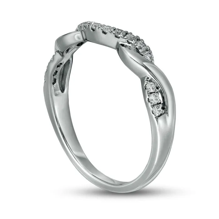 Goldia Rings 020 CT TW Natural Diamond Twist Contour Band in Solid 14K White Gold Goldia Rings 020 CT TW Natural Diamond Twist Contour Band in Solid 14K White Gold