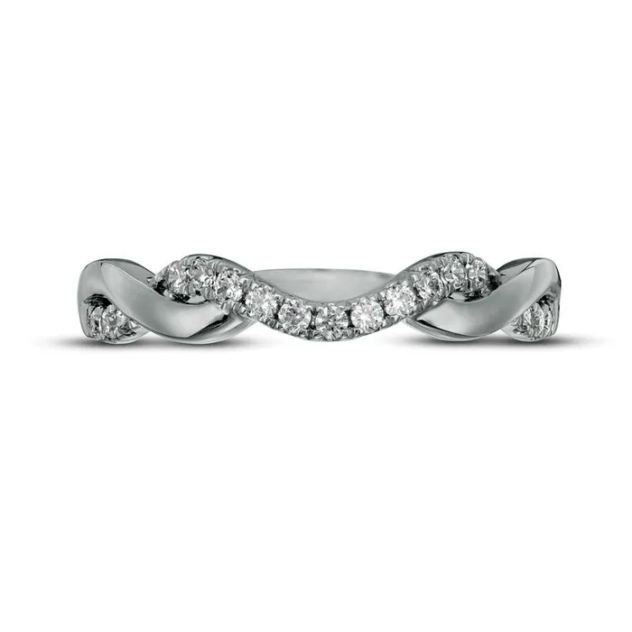 Goldia Rings 020 CT TW Natural Diamond Twist Contour Band in Solid 14K White Gold Goldia Rings 020 CT TW Natural Diamond Twist Contour Band in Solid 14K White Gold