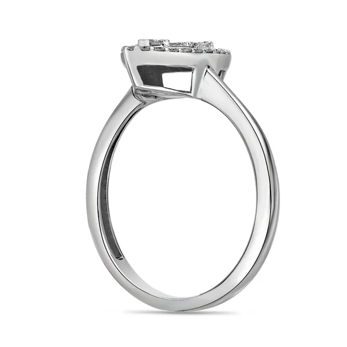 Goldia Rings 025 CT TW Baguette and Round Natural Diamond Marquise Ring in Solid 10K White Gold Goldia Rings 025 CT TW Baguette and Round Natural Diamond Marquise Ring in Solid 10K White Gold