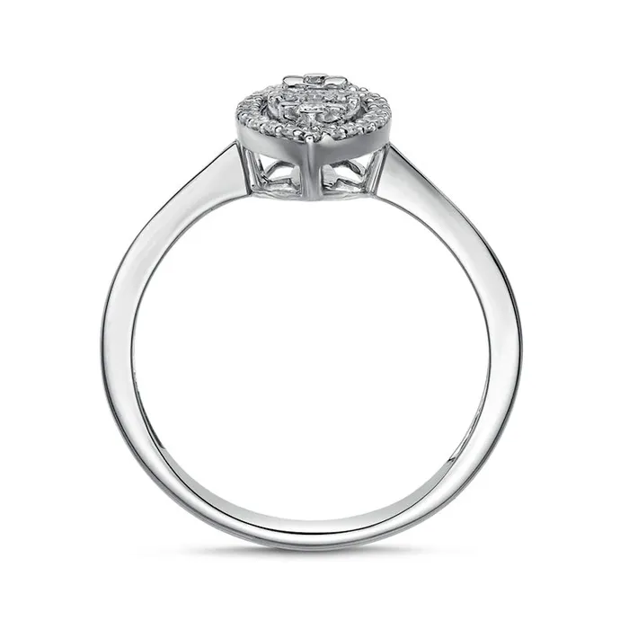 Goldia Rings 025 CT TW Baguette and Round Natural Diamond Marquise Ring in Solid 10K White Gold Goldia Rings 025 CT TW Baguette and Round Natural Diamond Marquise Ring in Solid 10K White Gold