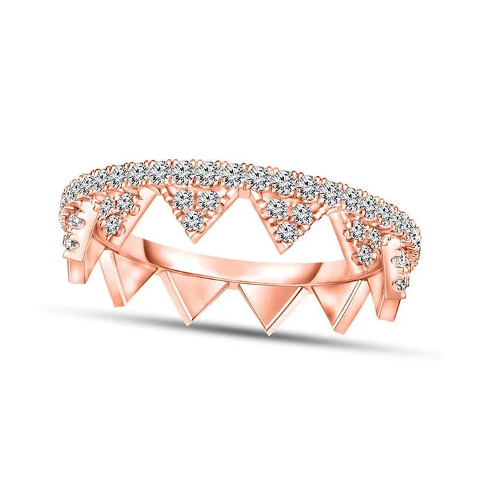 Goldia Rings 033 CT TW Natural Diamond Crown Ring in Solid 10K Rose Gold