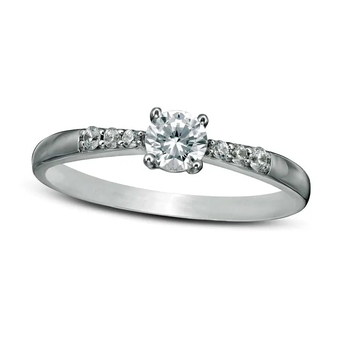 Goldia Rings 033 CT TW Natural Diamond Engagement Ring in Solid 10K White Gold