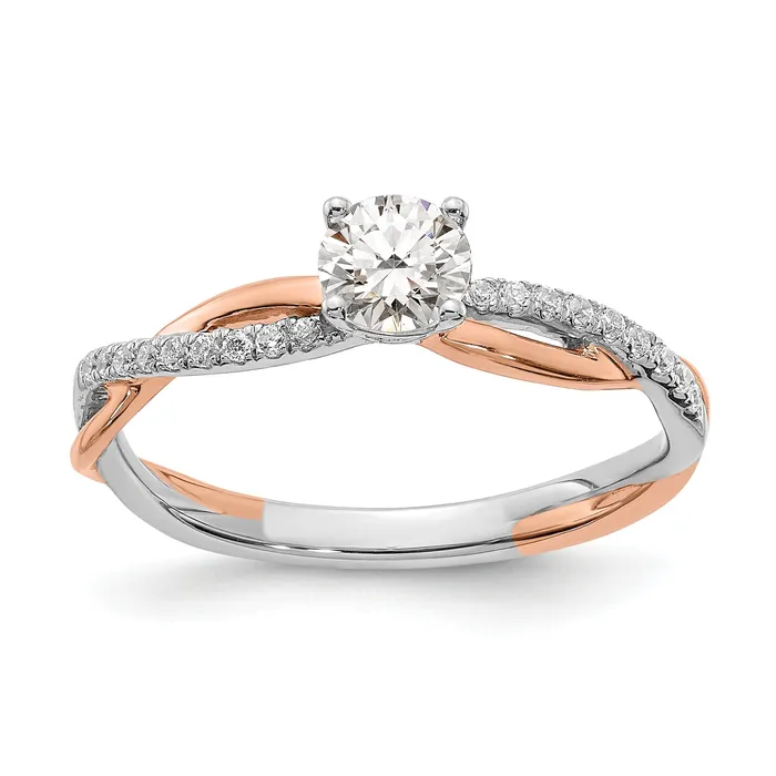 Goldia Rings 040ct CZ Solid Real 14k White u0026 Rose Gold Engagement Ring