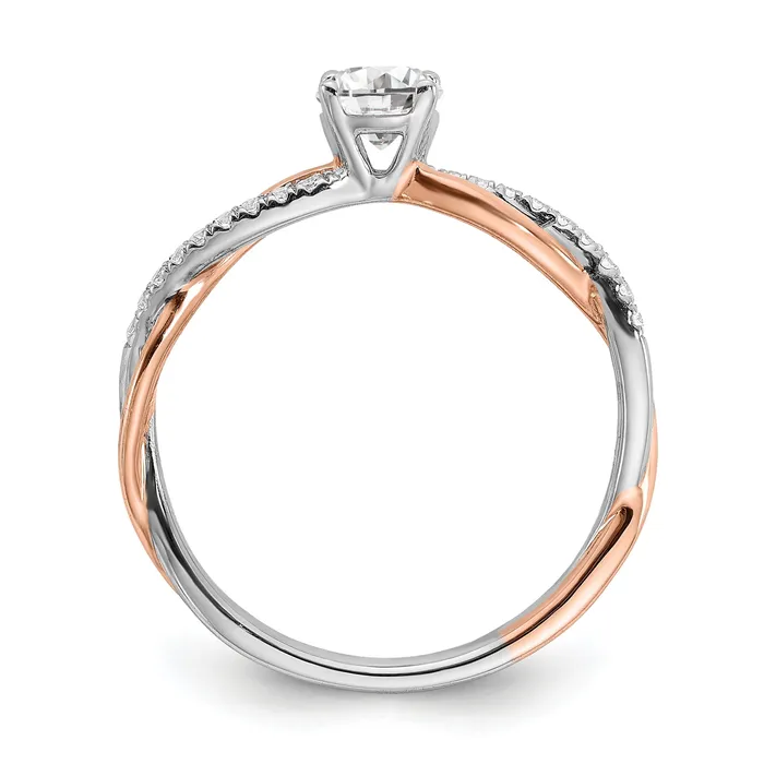 Goldia Rings 040ct CZ Solid Real 14k White u0026 Rose Gold Engagement Ring