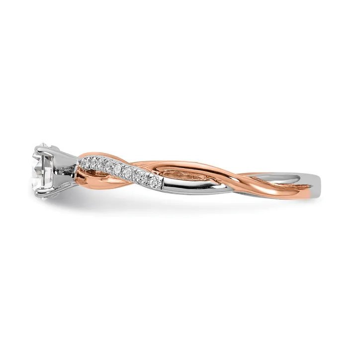 Goldia Rings 040ct CZ Solid Real 14k White u0026 Rose Gold Engagement Ring