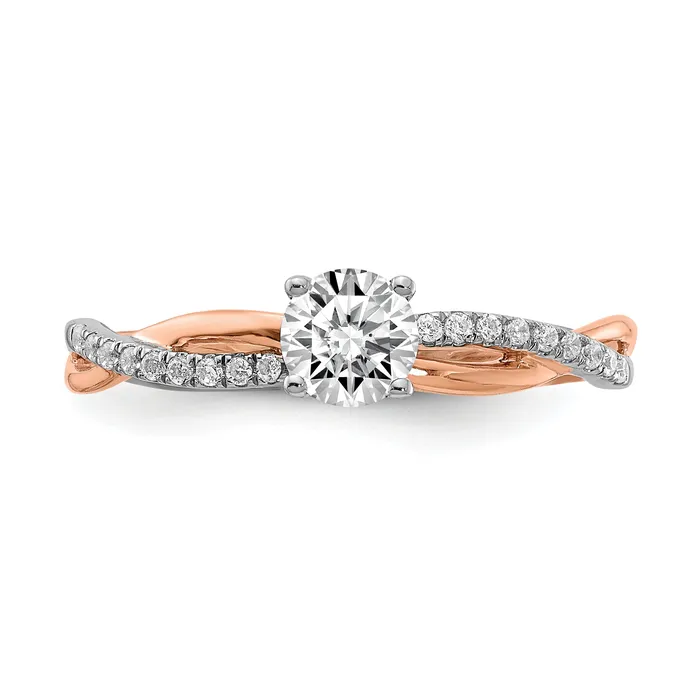 Goldia Rings 040ct CZ Solid Real 14k White u0026 Rose Gold Engagement Ring