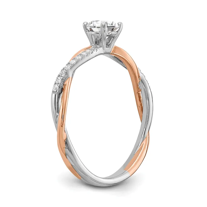 Goldia Rings 040ct CZ Solid Real 14k White u0026 Rose Gold Engagement Ring